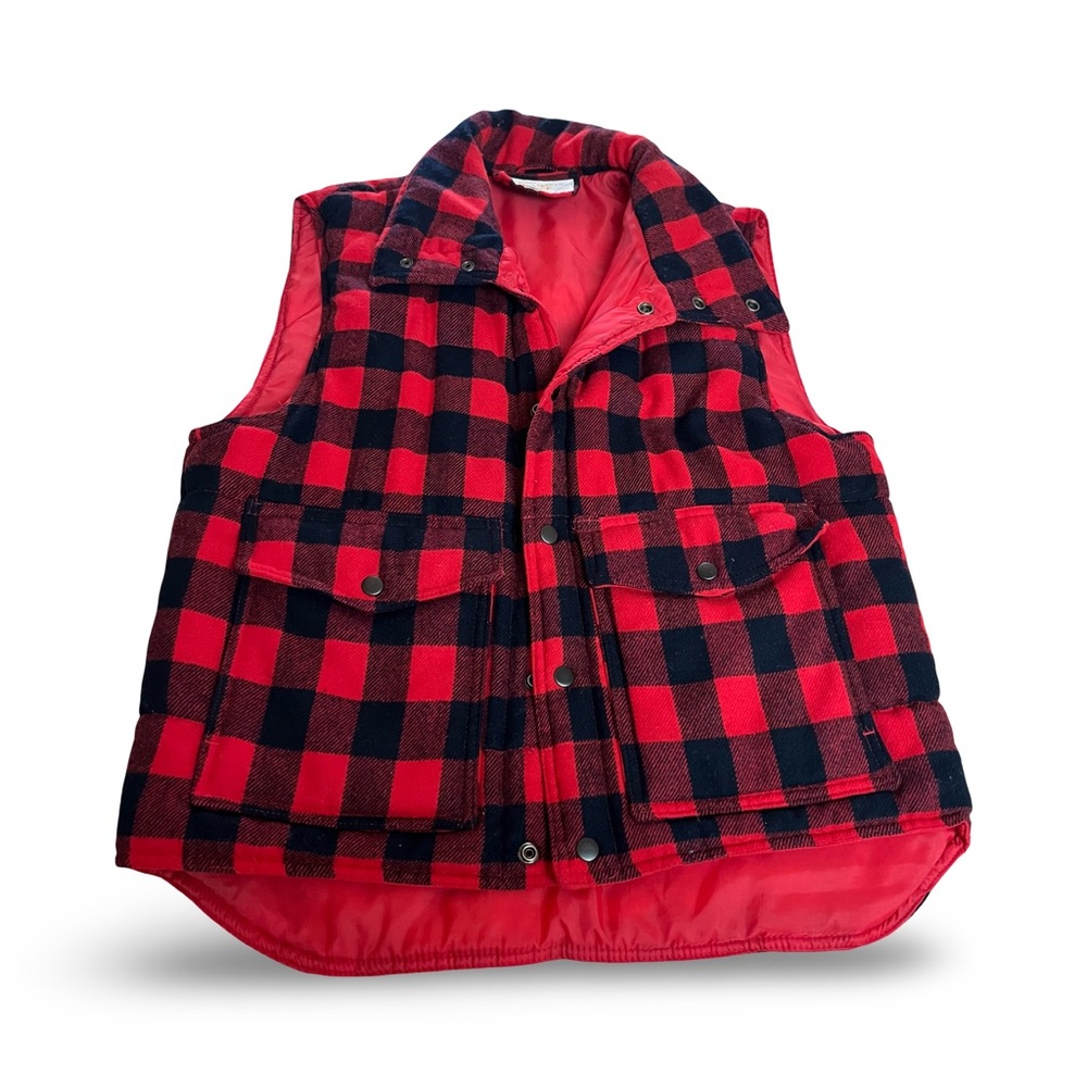 Vintage Sportsman's Choice Red and Black Buffalo Plaid Vest 1970. - 1980s - Picture 2 of 5
